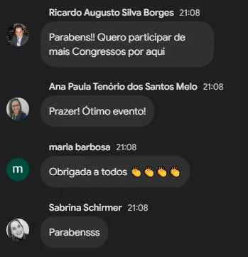Depoimentos de participantes do congresso