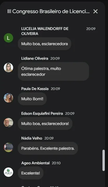 Comentários dos congressistas
